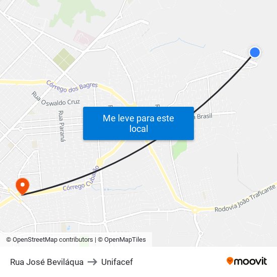 Rua José Beviláqua to Unifacef map
