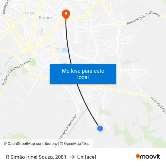 R Simão Irinel Souza, 2081 to Unifacef map