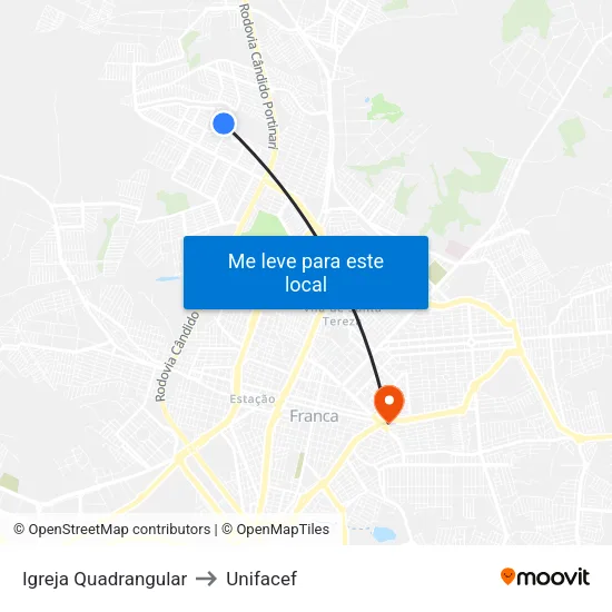 Igreja Quadrangular to Unifacef map