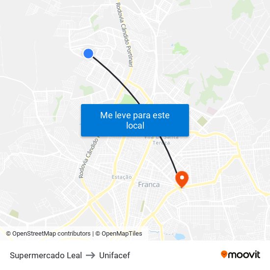 Supermercado Leal to Unifacef map