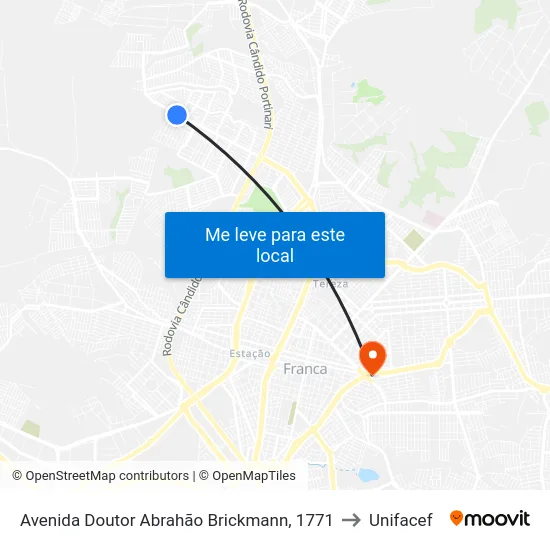 Avenida Doutor Abrahão Brickmann, 1771 to Unifacef map