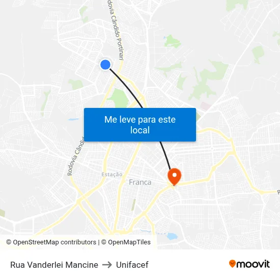 Rua Vanderlei Mancine to Unifacef map