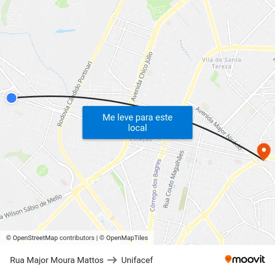Rua Major Moura Mattos to Unifacef map
