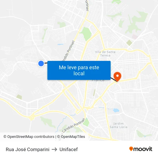 Rua José Comparini to Unifacef map