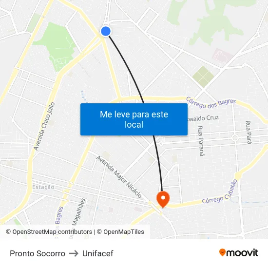 Pronto Socorro to Unifacef map