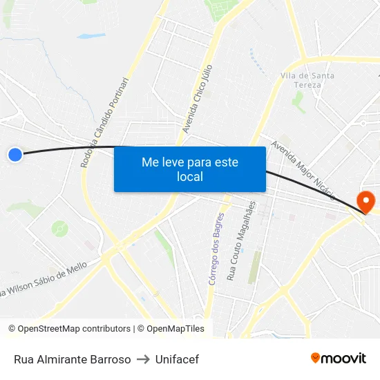 Rua Almirante Barroso to Unifacef map