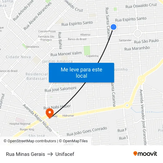 Rua Minas Gerais to Unifacef map