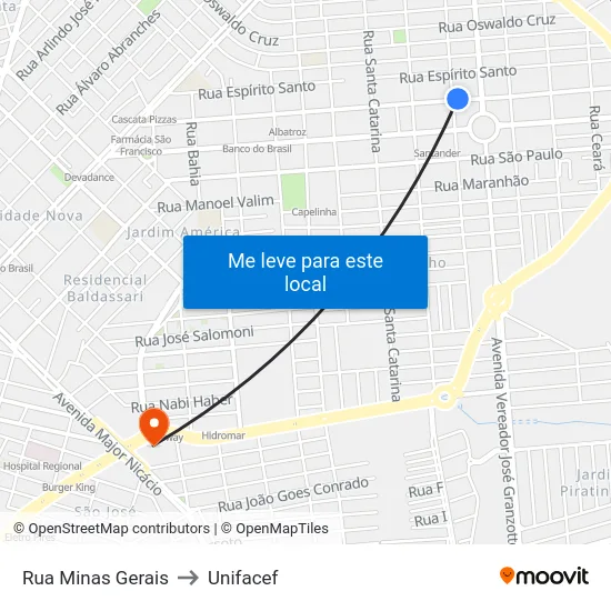 Rua Minas Gerais to Unifacef map