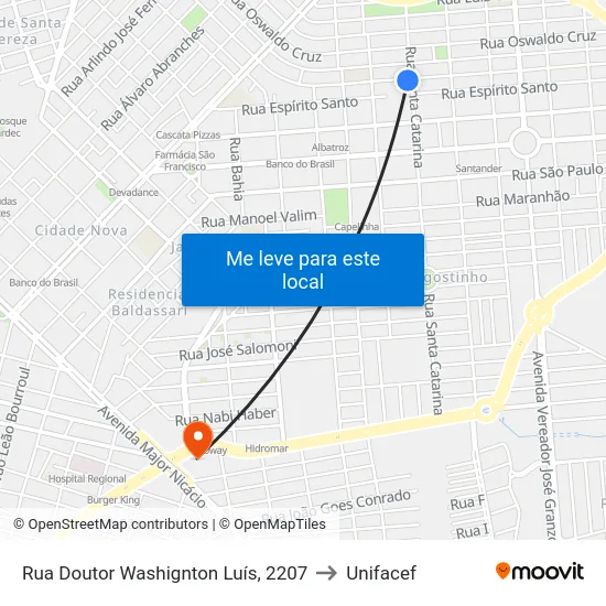 Rua Doutor Washignton Luís, 2207 to Unifacef map