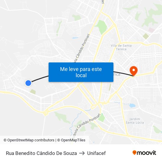 Rua Benedito Cândido De Souza to Unifacef map