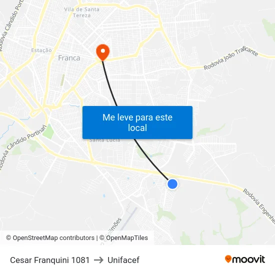 Cesar Franquini 1081 to Unifacef map