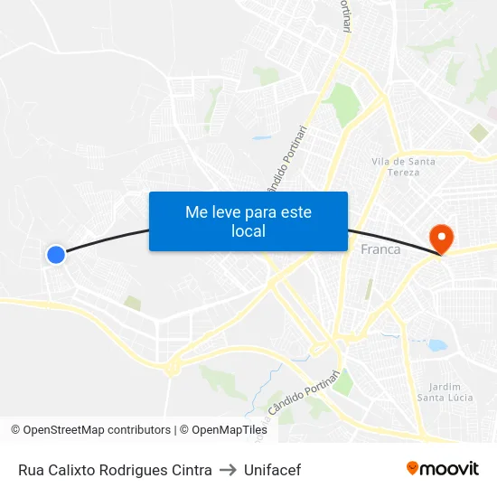 Rua Calixto Rodrigues Cintra to Unifacef map