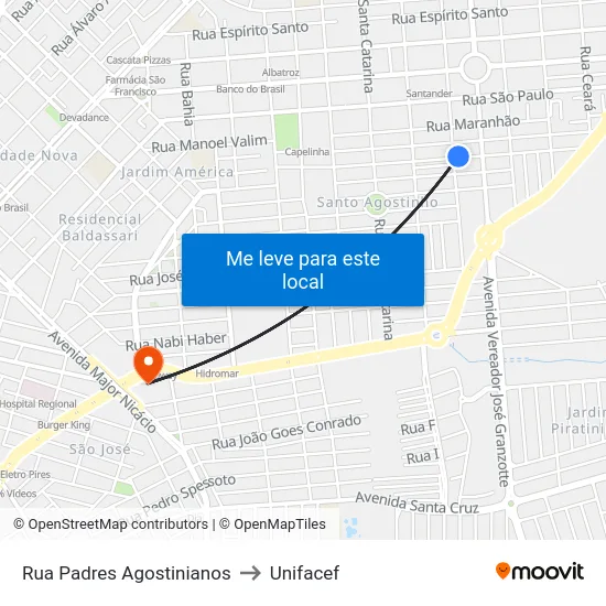 Rua Padres Agostinianos to Unifacef map