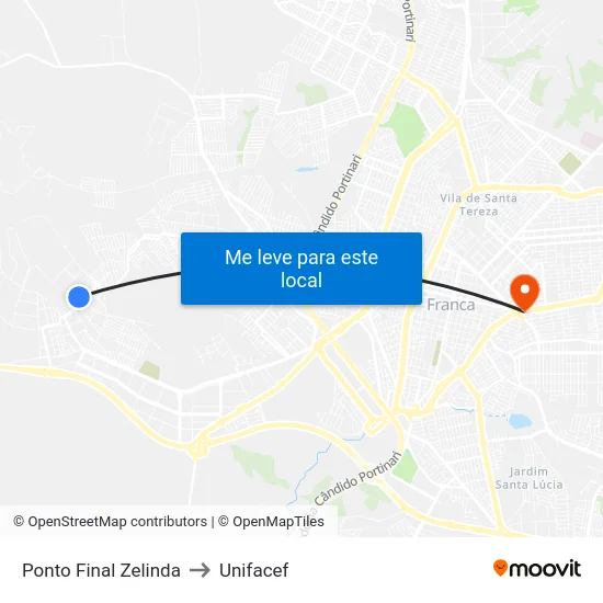Ponto Final Zelinda to Unifacef map