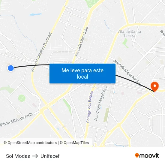 Sol Modas to Unifacef map