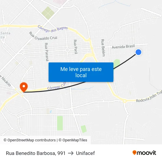 Rua Benedito Barbosa, 991 to Unifacef map