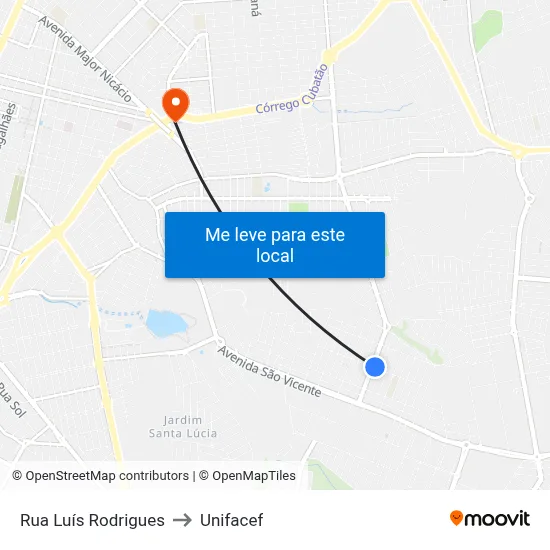 Rua Luís Rodrigues to Unifacef map