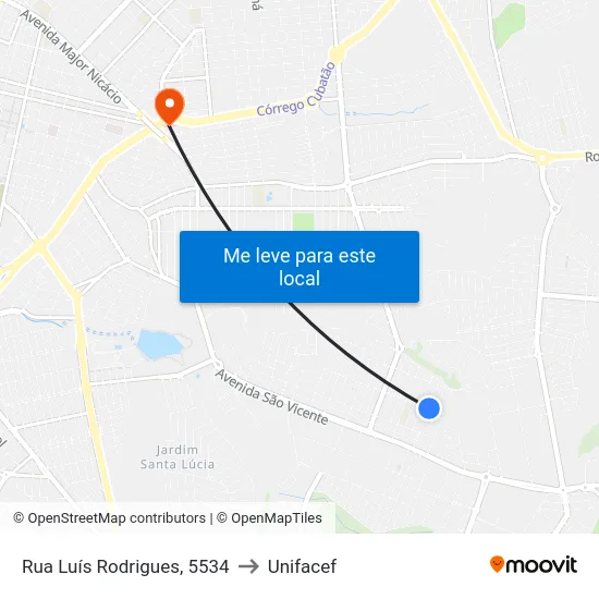 Rua Luís Rodrigues, 5534 to Unifacef map