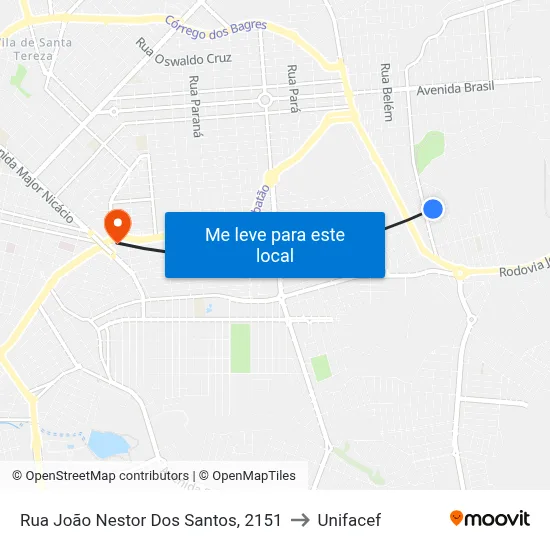 Rua João Nestor Dos Santos, 2151 to Unifacef map