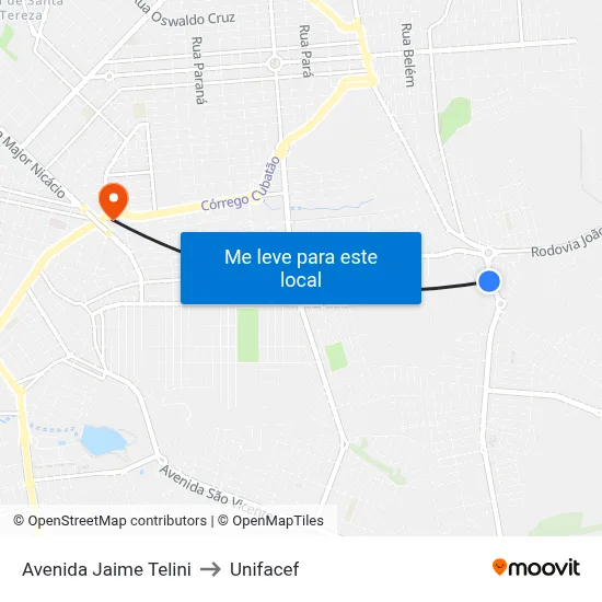 Avenida Jaime Telini to Unifacef map