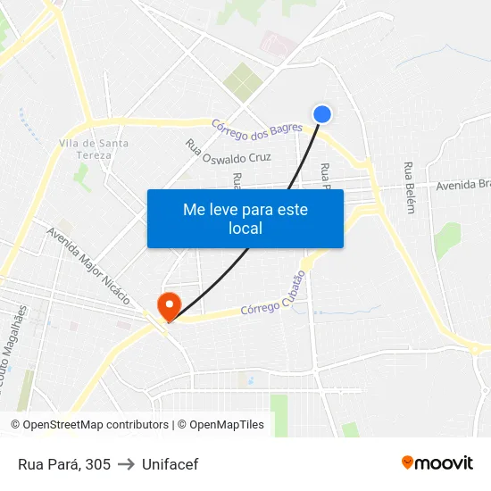Rua Pará, 305 to Unifacef map