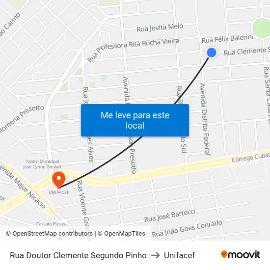 Rua Doutor Clemente Segundo Pinho to Unifacef map