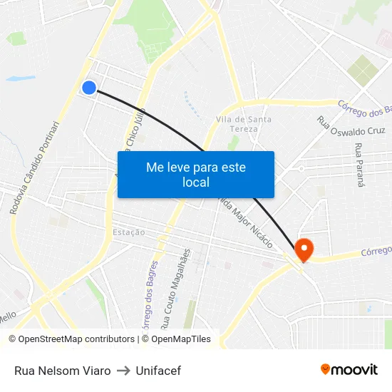 Rua Nelsom Viaro to Unifacef map