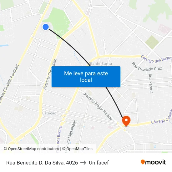Rua Benedito D. Da Silva, 4026 to Unifacef map