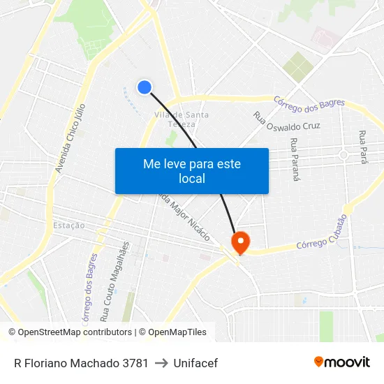 R Floriano Machado 3781 to Unifacef map
