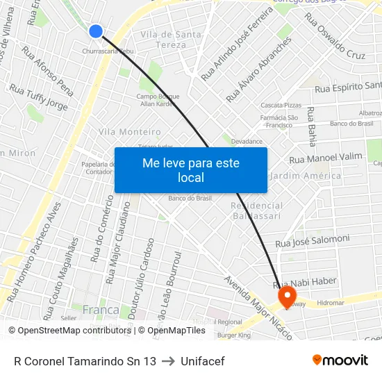 R Coronel Tamarindo Sn 13 to Unifacef map