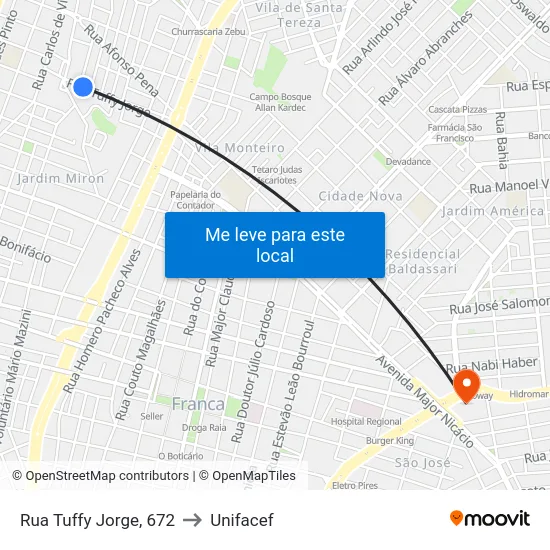 Rua Tuffy Jorge, 672 to Unifacef map