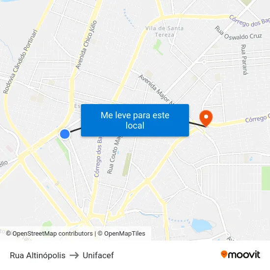 Rua Altinópolis to Unifacef map