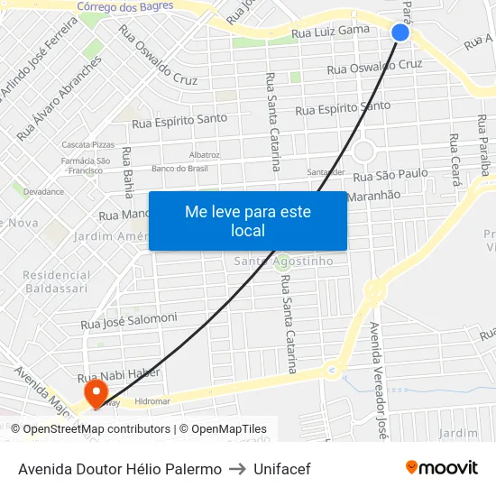 Avenida Doutor Hélio Palermo to Unifacef map