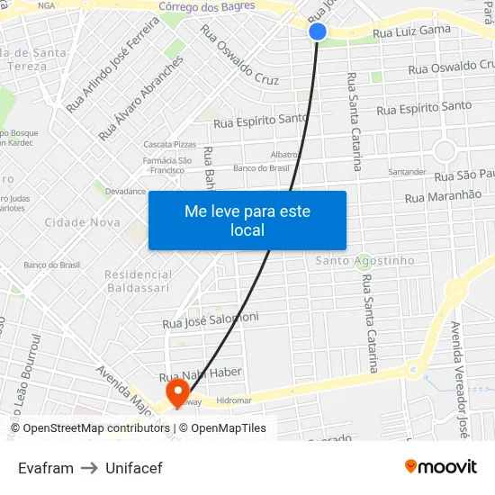 Evafram to Unifacef map