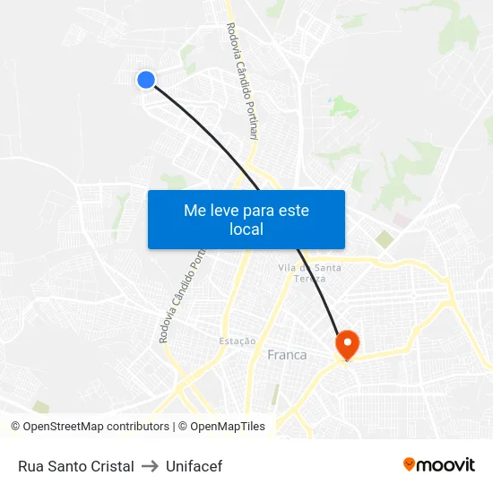 Rua Santo Cristal to Unifacef map