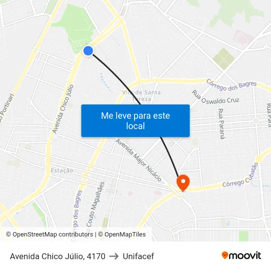 Avenida Chico Júlio, 4170 to Unifacef map