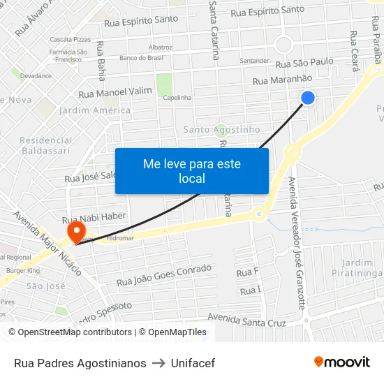 Rua Padres Agostinianos to Unifacef map
