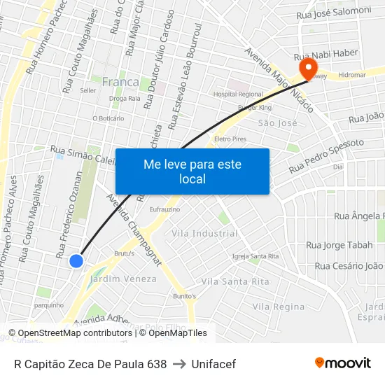 R Capitão Zeca De Paula 638 to Unifacef map