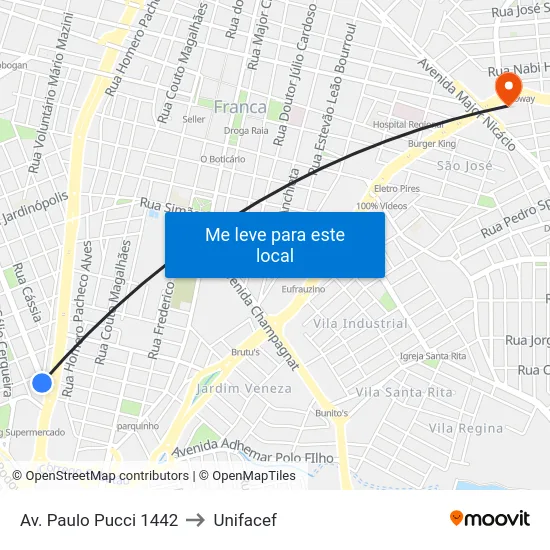 Av. Paulo Pucci 1442 to Unifacef map