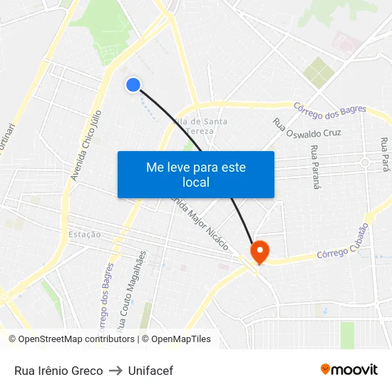 Rua Irênio Greco to Unifacef map