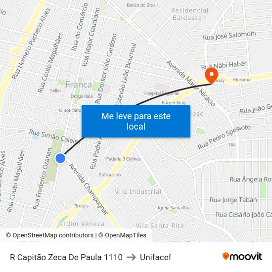 R Capitão Zeca De Paula 1110 to Unifacef map