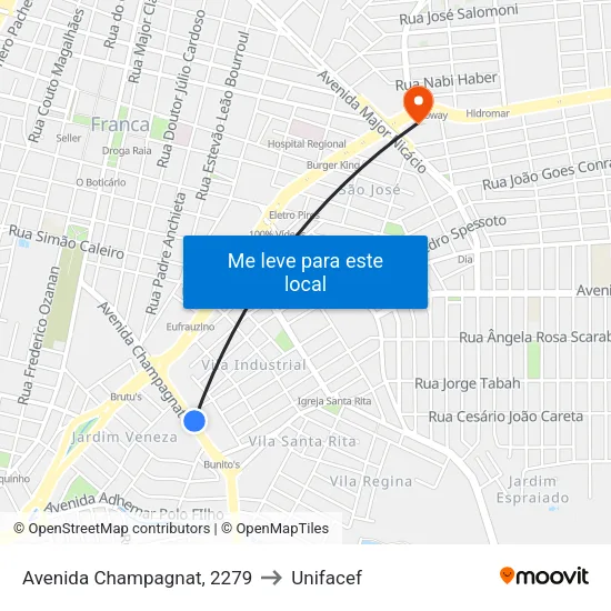 Avenida Champagnat, 2279 to Unifacef map