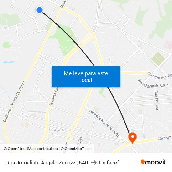 Rua Jornalista Ângelo Zanuzzi, 640 to Unifacef map