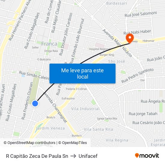 R Capitão Zeca De Paula Sn to Unifacef map