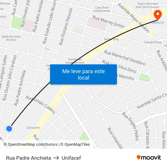 Rua Padre Anchieta to Unifacef map