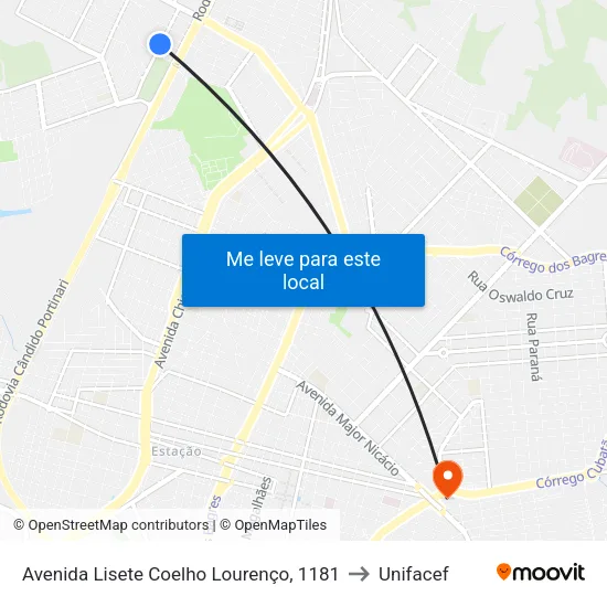 Avenida Lisete Coelho Lourenço, 1181 to Unifacef map