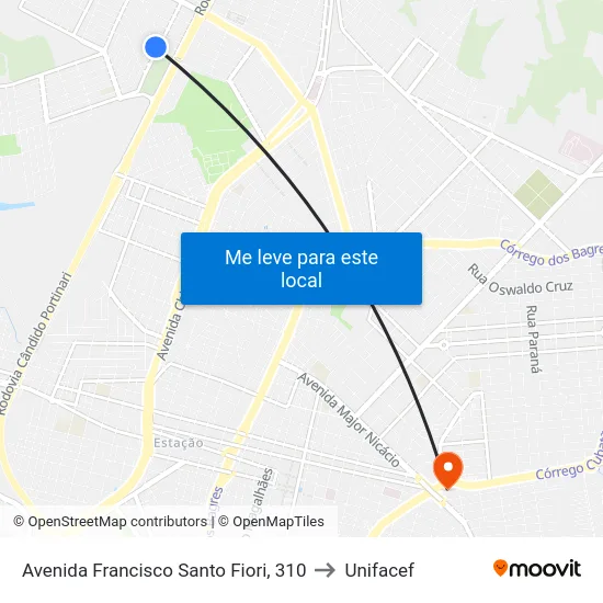 Avenida Francisco Santo Fiori, 310 to Unifacef map