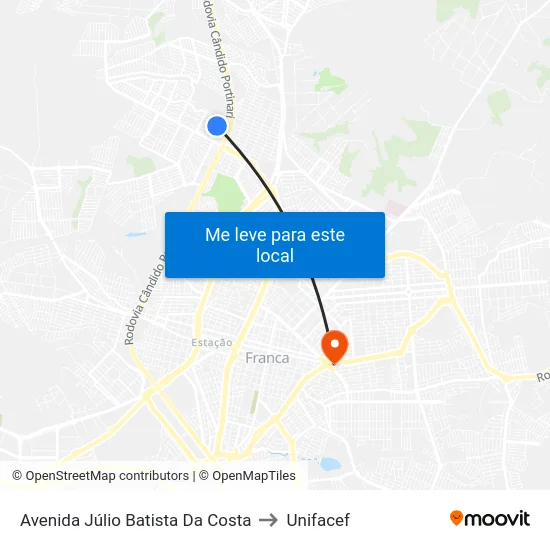 Avenida Júlio Batista Da Costa to Unifacef map