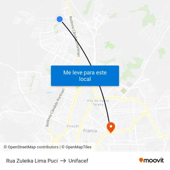 Rua Zuleika Lima Puci to Unifacef map