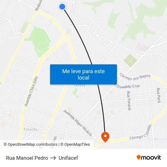 Rua Manoel Pedro to Unifacef map